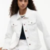 Slim Fit hvit stretch-denimjakke