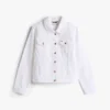 Slim Fit hvit stretch-denimjakke
