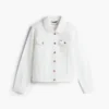 Slim Fit hvit stretch-denimjakke