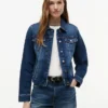 Slim Fit mørkvasket stretch-denimjakke