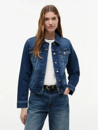 Slim Fit mørkvasket stretch-denimjakke