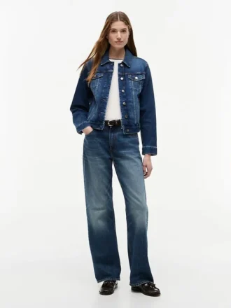 Slim Fit mørkvasket stretch-denimjakke
