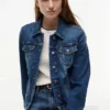 Slim Fit mørkvasket stretch-denimjakke