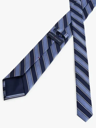 Slips i silke-blanding med brede diagonale striper