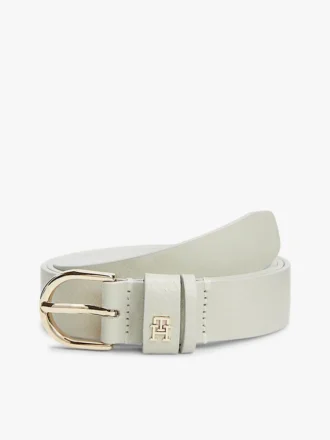Smalt skinnbelte med preget monogram