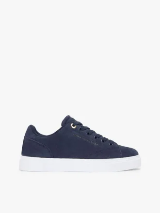 Sneakers i semsket skinn med cupsole