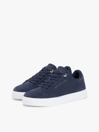 Sneakers i semsket skinn med cupsole