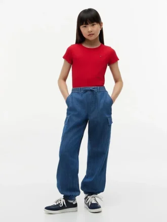 Stretch-chino-joggebukse for barn