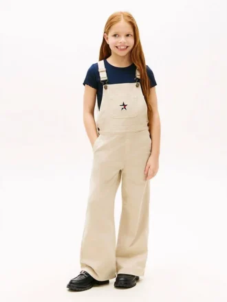 Stretch-denim-overall med vide ben for barn