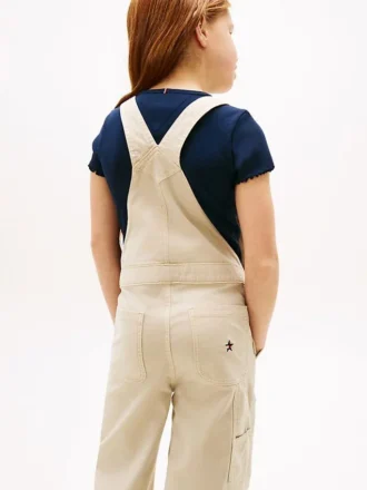 Stretch-denim-overall med vide ben for barn