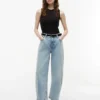 Stretch High-Rise Barrel Jeans