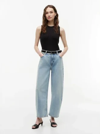 Stretch High-Rise Barrel Jeans