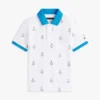 Stretch-polo med nautisk logo over hele for barn