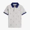Stretch-polo med nautisk logo over hele for barn