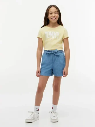 Stretch-shorts med belte for barn