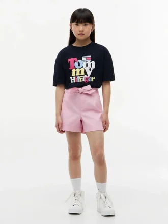 Stretch-shorts med belte for barn