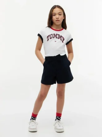 Stretch-shorts med belte for barn