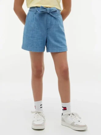Stretch-shorts med belte for barn