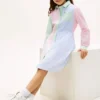 Stretch-skjortekjole med blandede striper for barn