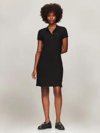 Stretchbomullskjole i slim fit
