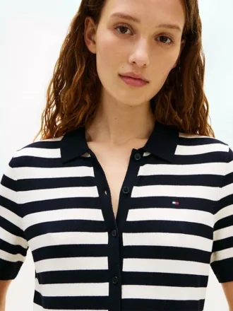 Stripe Lightweight Polo Sweater Dress
