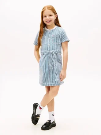 Stripet denimkjole for barn