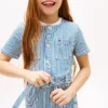 Stripet denimkjole for barn