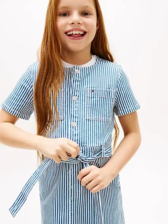 Stripet denimkjole for barn