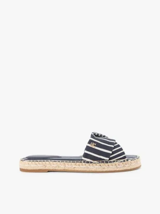 Stripet espadrille-sandale i kanvas