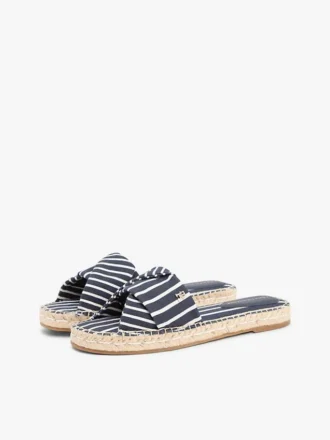 Stripet espadrille-sandale i kanvas
