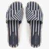 Stripet espadrille-sandale i kanvas