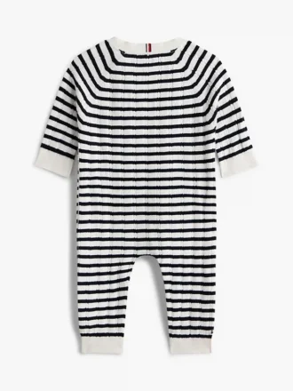 Stripet kabelstrikket body til babyer