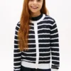 Stripet kabelstrikket cardigan for barn