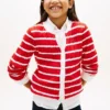 Stripet kabelstrikket cardigan for barn