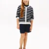 Stripet kabelstrikket cardigan for barn