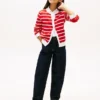 Stripet kabelstrikket cardigan for barn