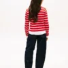Stripet kabelstrikket cardigan for barn