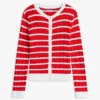 Stripet kabelstrikket cardigan for barn