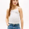 Stripet Pointelle-tank-top for barn