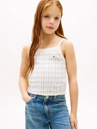 Stripet Pointelle-tank-top for barn