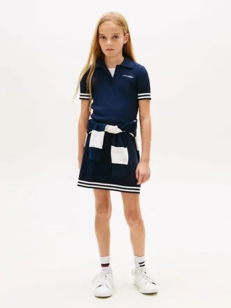 Stripet polo-kjole for barn