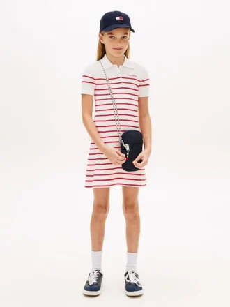 Stripet polo-kjole for barn