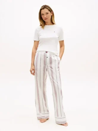Stripet poplin-bukser