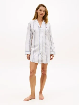 Stripet poplin-nattkjole