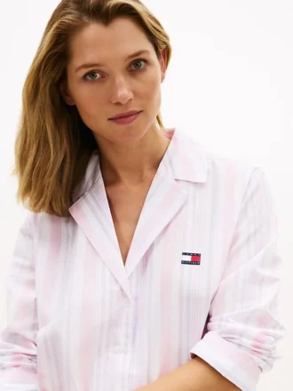 Stripet poplin-nattkjole