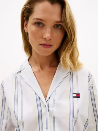Stripet poplin-nattkjole
