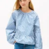 Stripet poplinbluse for barn