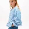Stripet poplinbluse for barn
