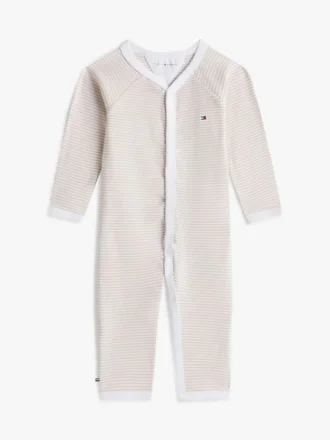 Stripet ribbet body-overall for babies
