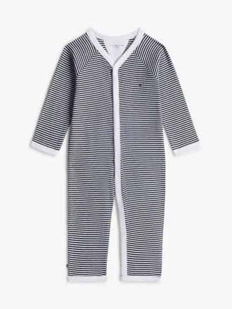Stripet ribbet body-overall for babies